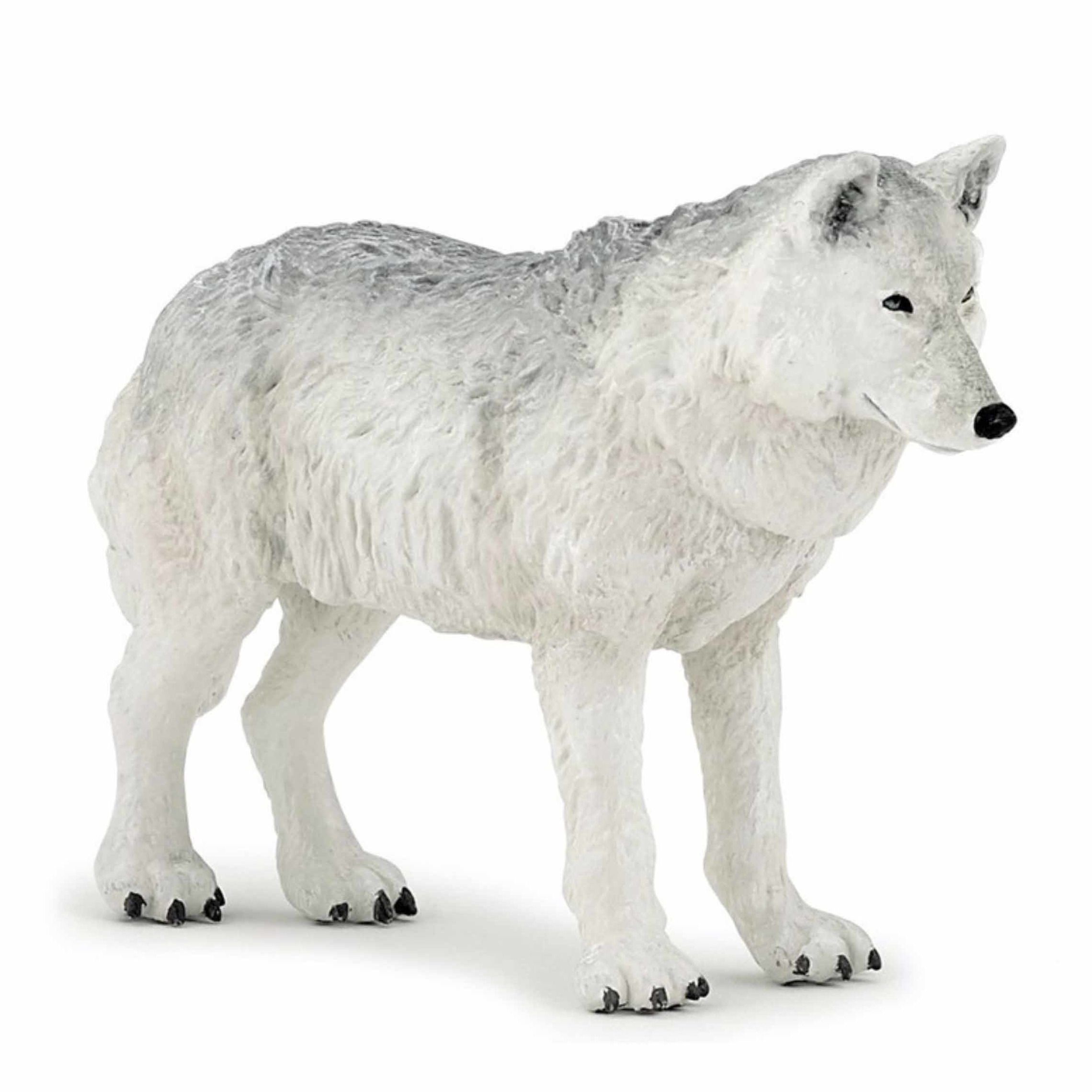Plastic speelgoed figuur witte wolf 9,5 cm