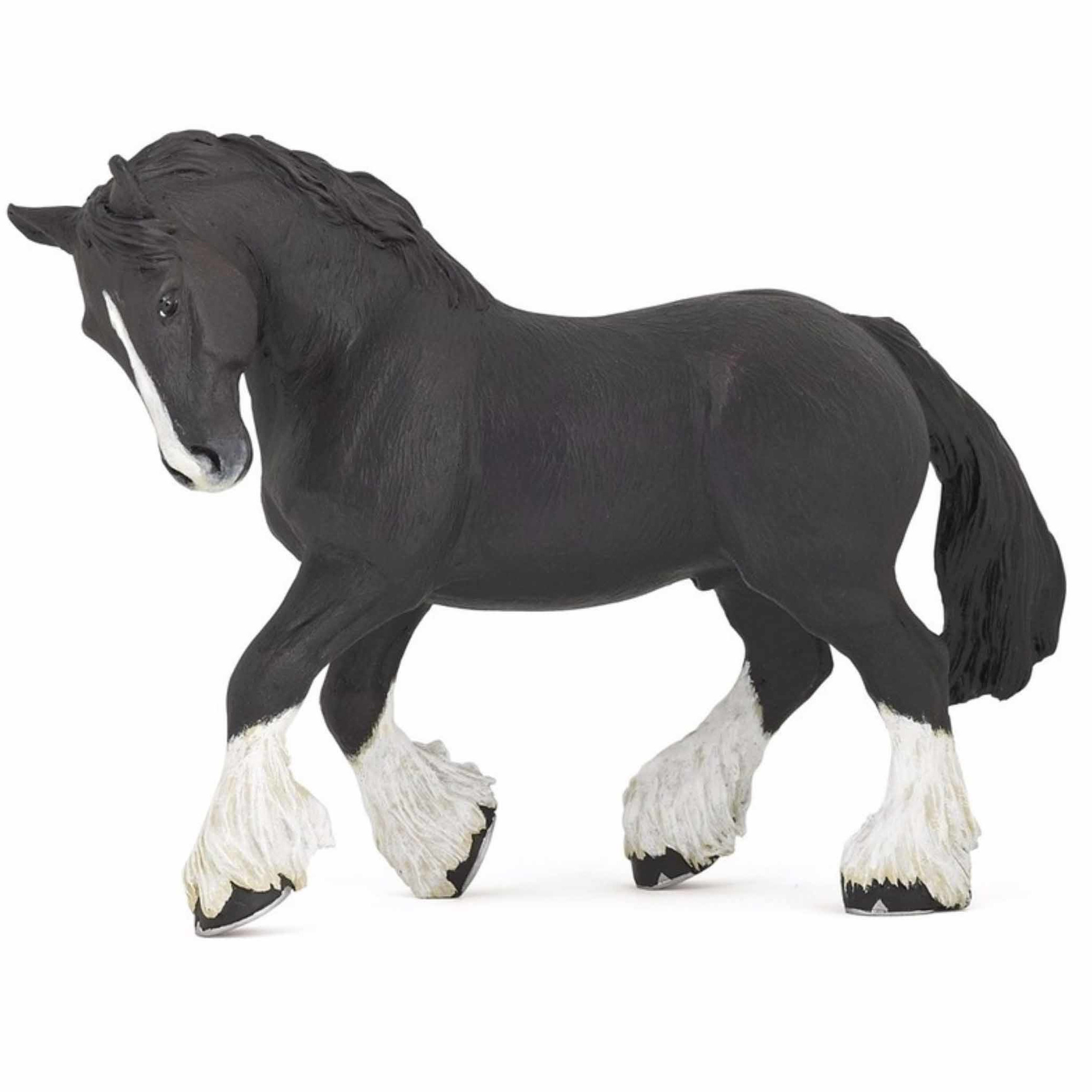 Plastic speelgoed figuur zwart Shire paard 15 cm