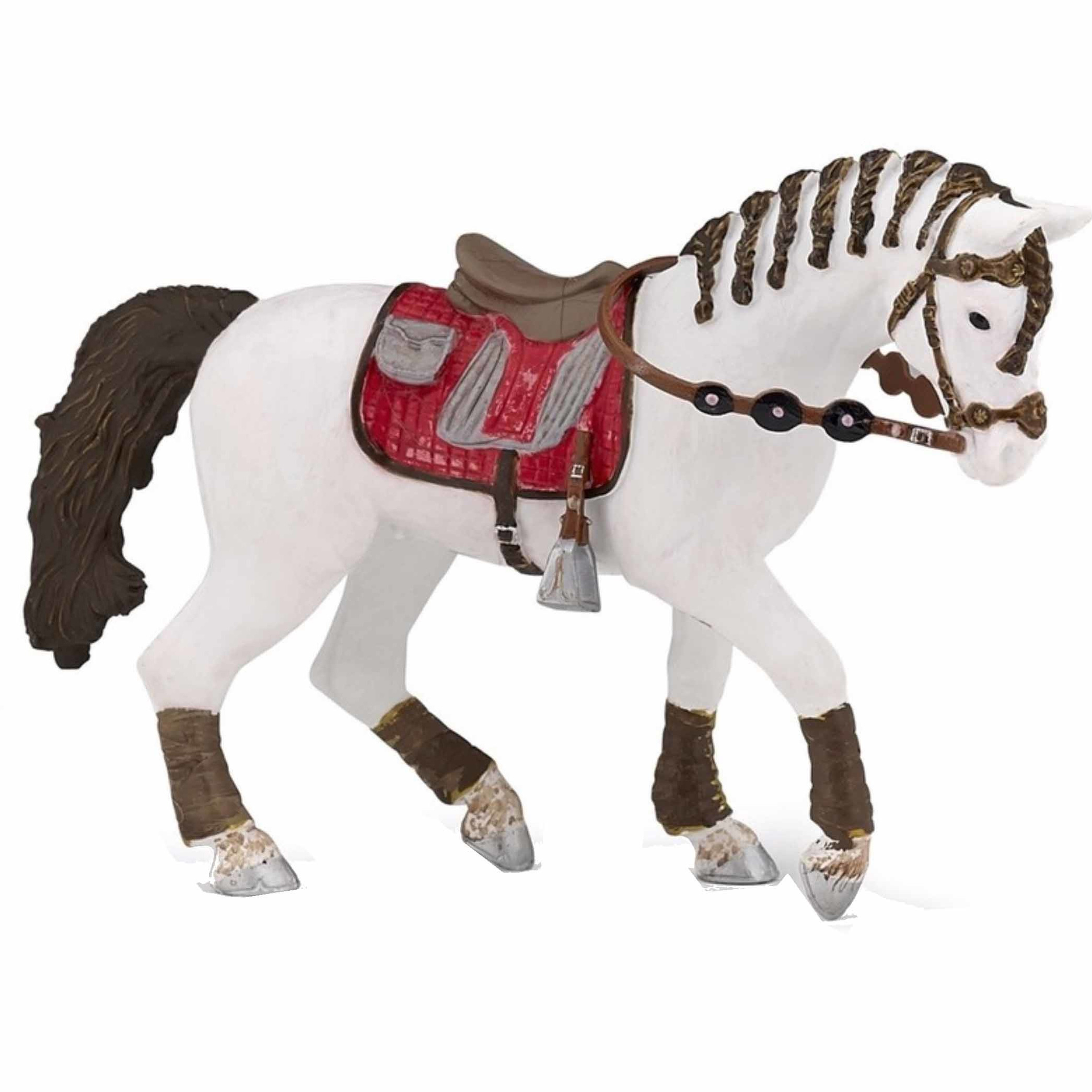 Plastic trendy paard met gevlochten manen 14.5 cm