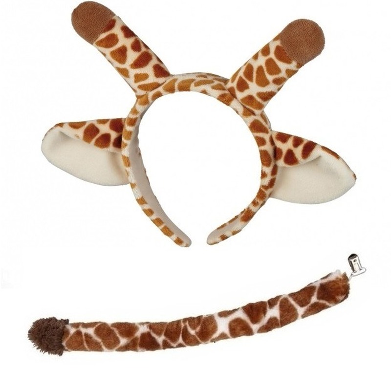 Pluche giraffe hoofdband met staart voor kinderen