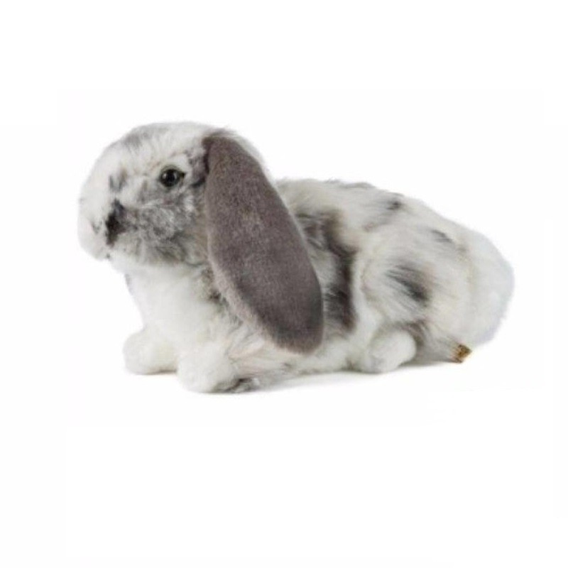 Afbeelding Pluche grijze/witte konijnen knuffel liggend 30 cm knuffeldieren door Animals Giftshop