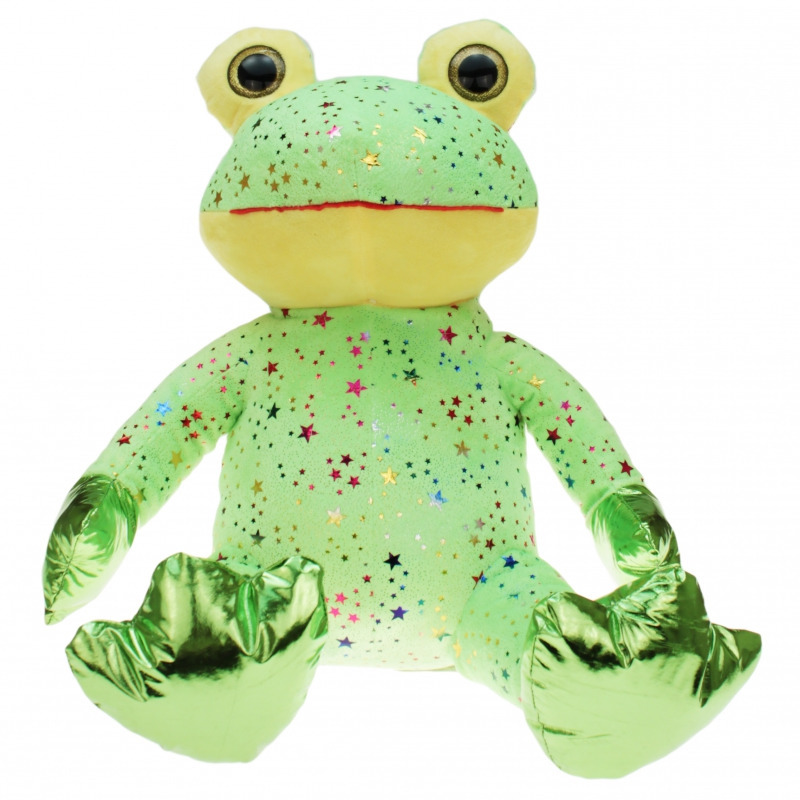 Pluche groene kikker knuffel met glitters 30 cm speelgoed