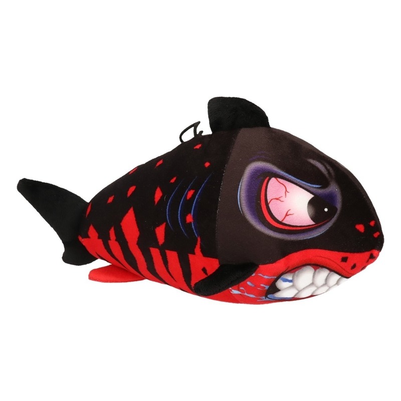 Pluche haaien knuffel zwart/rood 24 cm