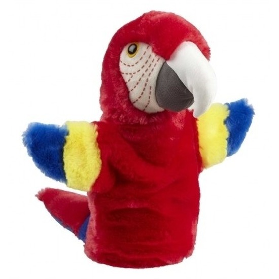 Pluche handpop ara papegaai knuffels 26 cm