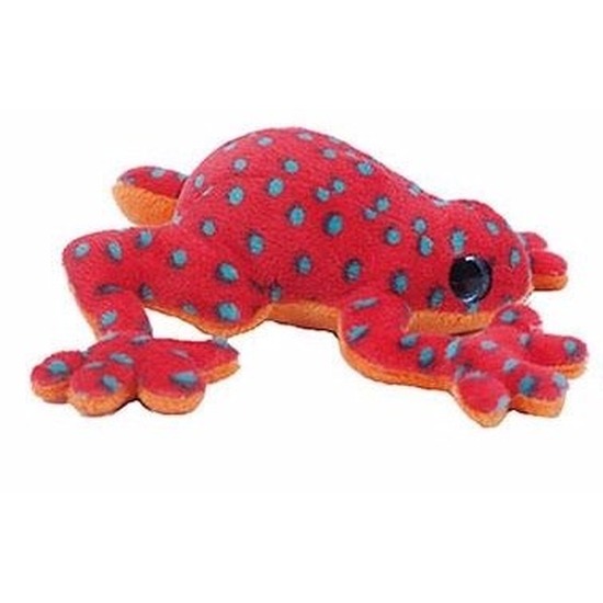 Afbeelding Pluche kikker knuffeltje rood met blauw 15 cm door Animals Giftshop