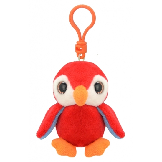 Pluche knuffel pinguin sleutelhanger rood 9 cm