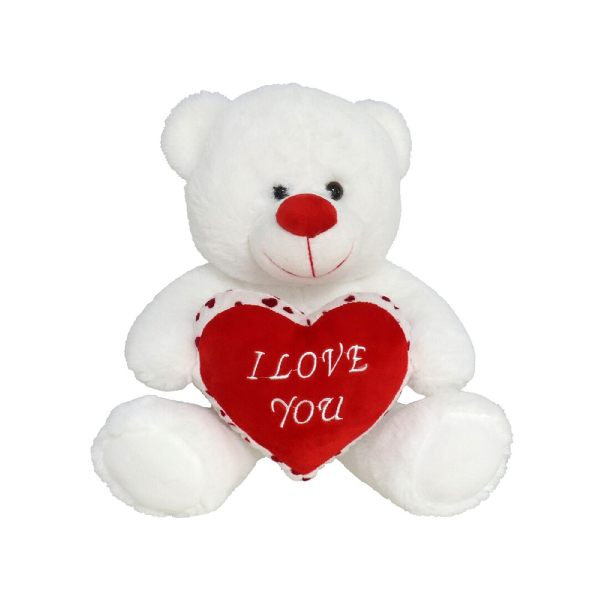 Pluche knuffelbeer met wit/rood Love hartje 30 cm