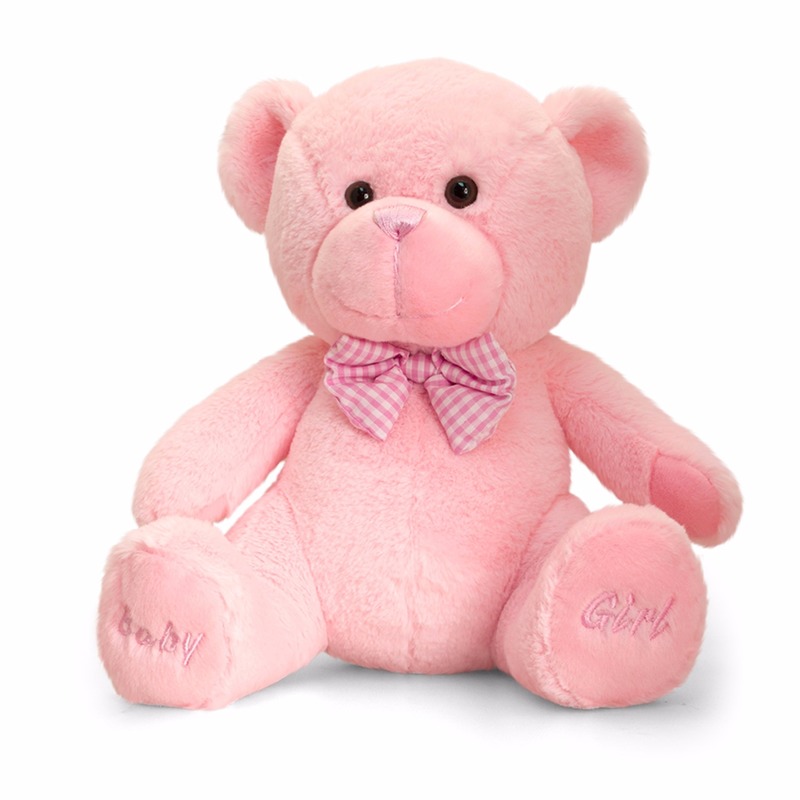 Pluche knuffelbeer roze baby girl 25 cm