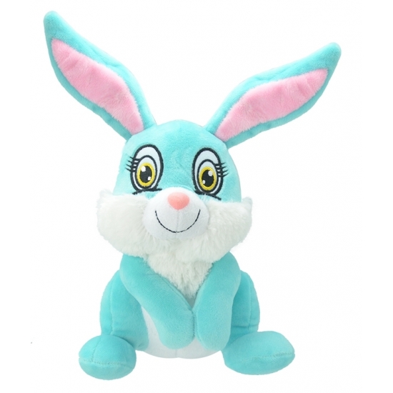 Pluche konijn knuffeldier blauw 30 cm