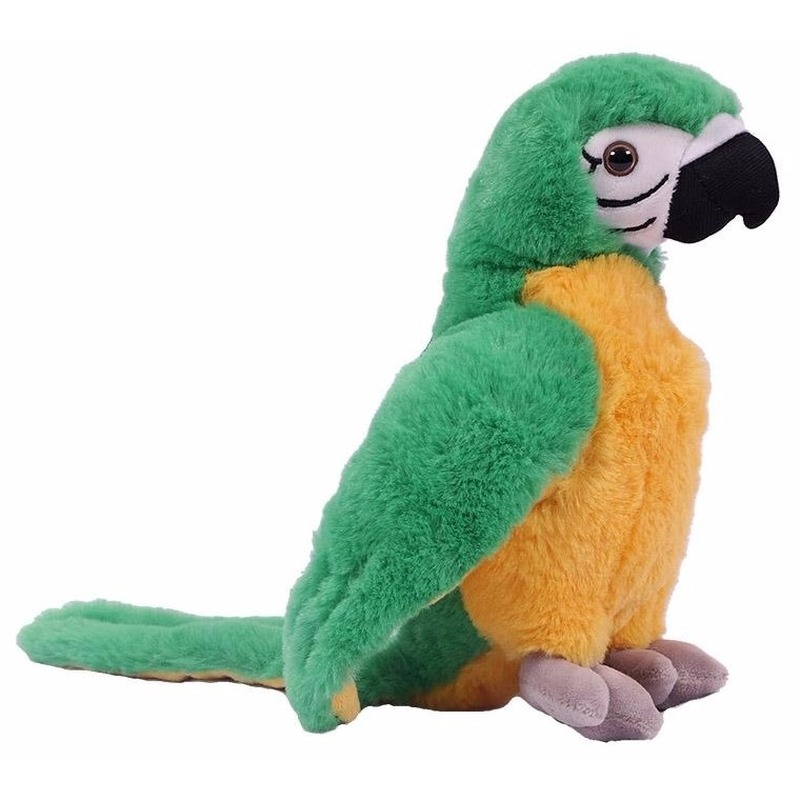 Pluche papegaai knuffel groen/geel 24 cm