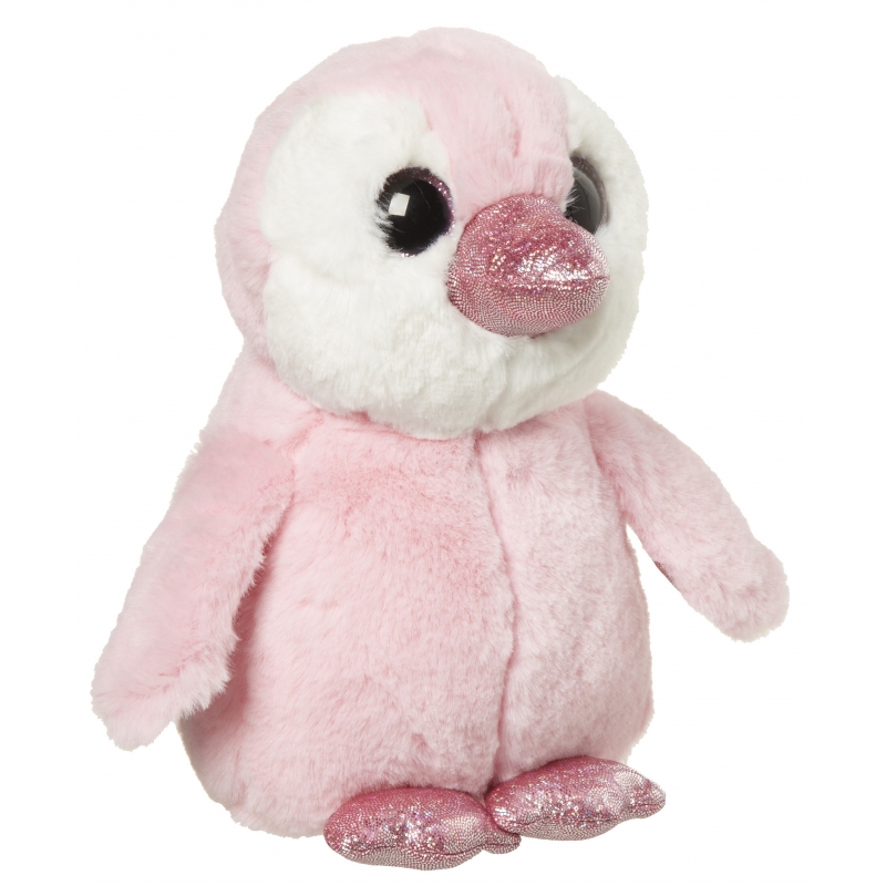 Pluche pinguin knuffeldier roze 18 cm