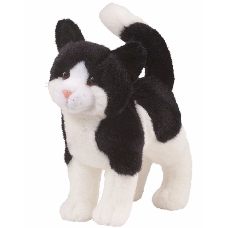 Afbeelding Pluche poes/kat knuffeldier zwart met wit door Animals Giftshop