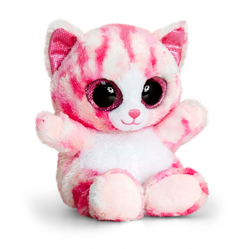 Pluche roze kat knuffeldier 15 cm