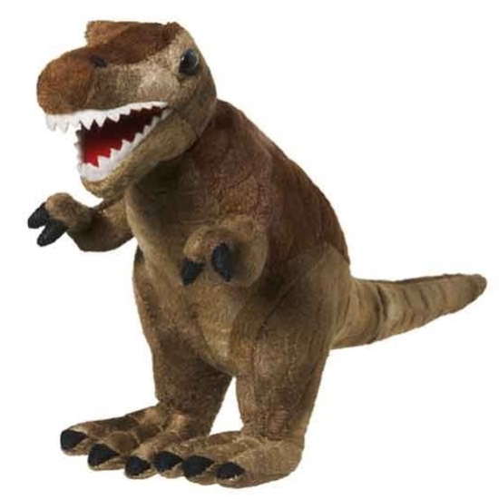 Pluche T-Rex bruin 20 cm