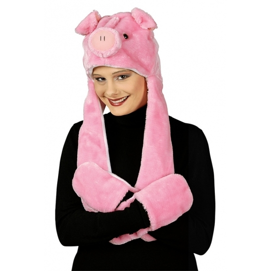 Afbeelding Pluche varken verkleed set voor volwassenen door Animals Giftshop
