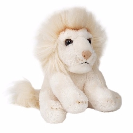 Pluche witte leeuw knuffel zittend van 15cm