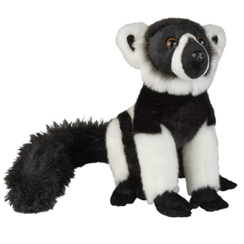 Pluche zwart/witte vari/maki aap knuffel - 28 cm - apen speelgoed dieren