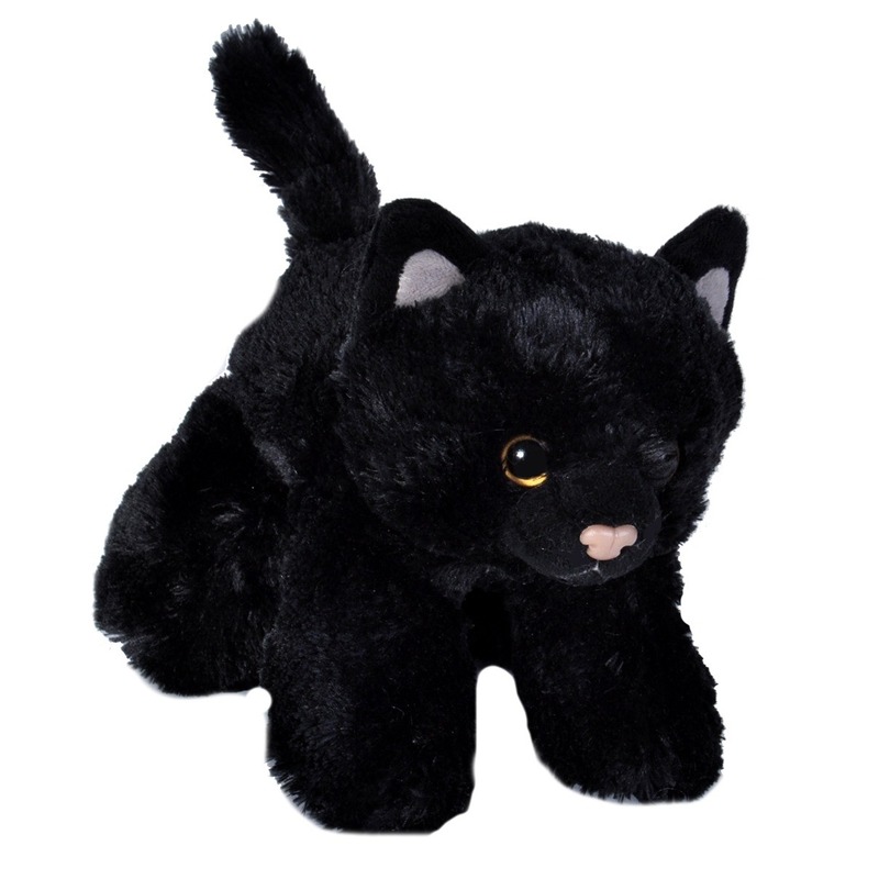 Afbeelding Pluche zwarte kat/poes dierenknuffel 18 cm door Animals Giftshop