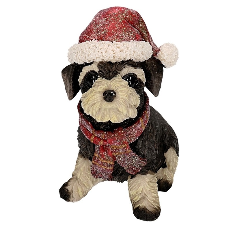 Afbeelding Polystone Schnauzer met kerstmuts door Animals Giftshop