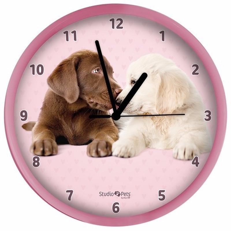 Afbeelding Roze hondenklok Labrador puppies door Animals Giftshop