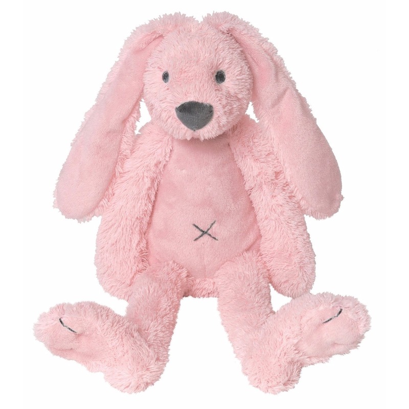Roze knuffel konijn roze 28 cm