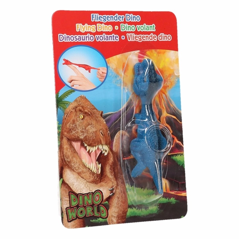 Rubberen blauwe speelgoed Dino World vingerpoppetje T-rex
