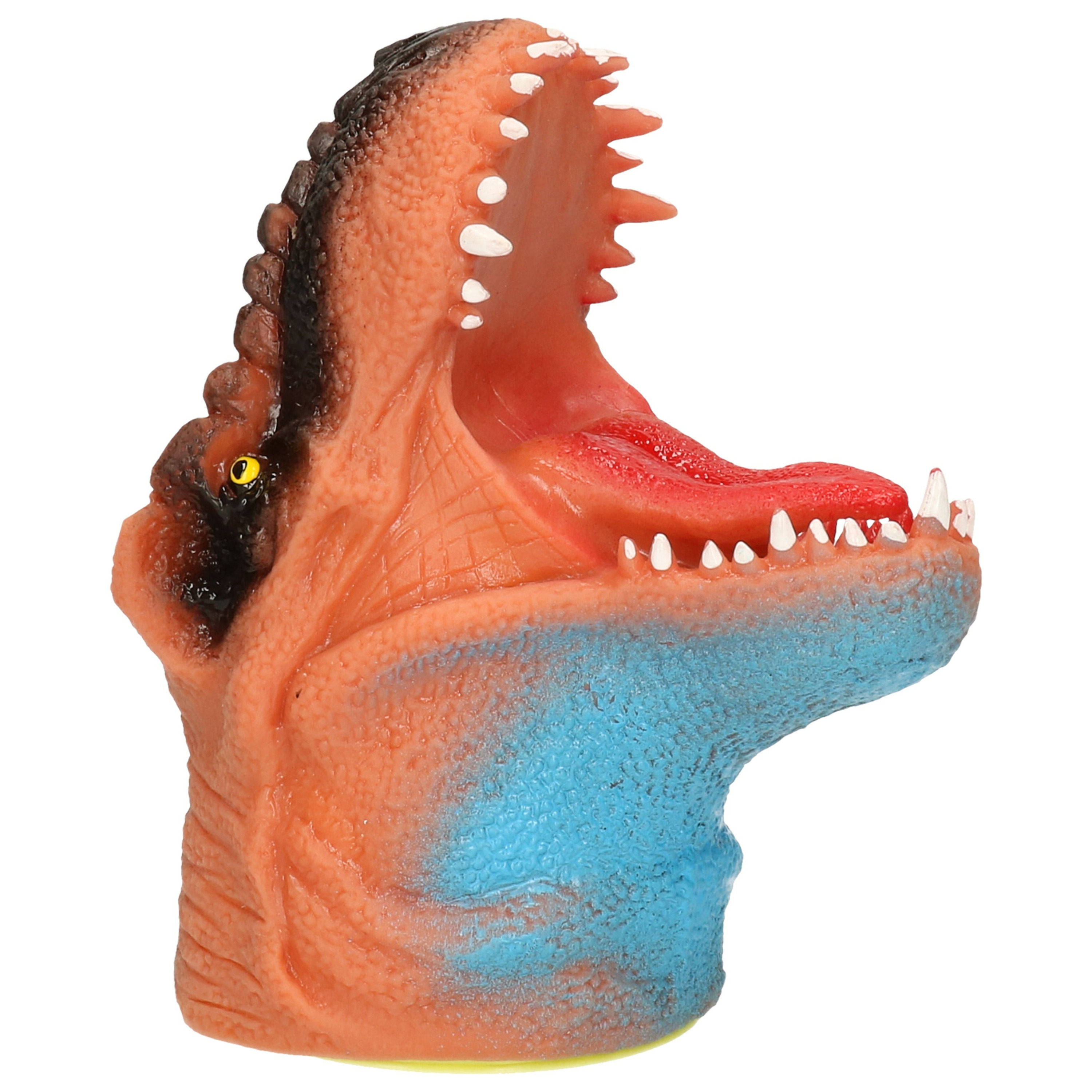 Afbeelding Rubberen Dino World handpop bruin door Animals Giftshop