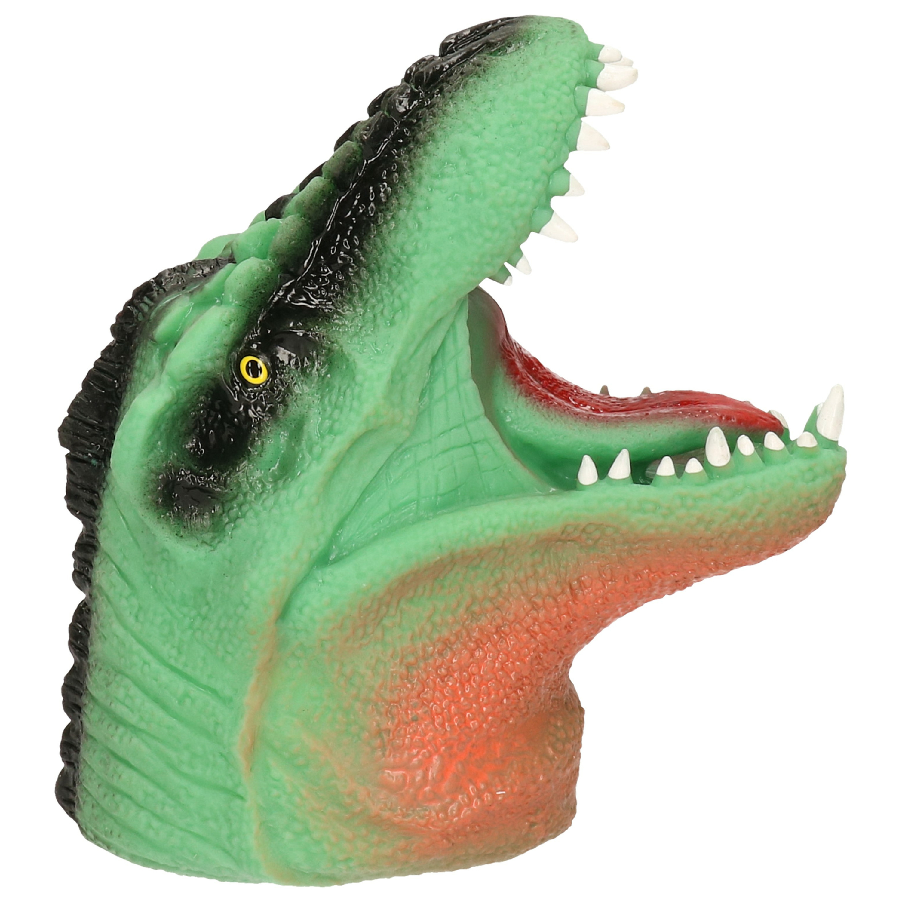 Rubberen Dino World handpop groen