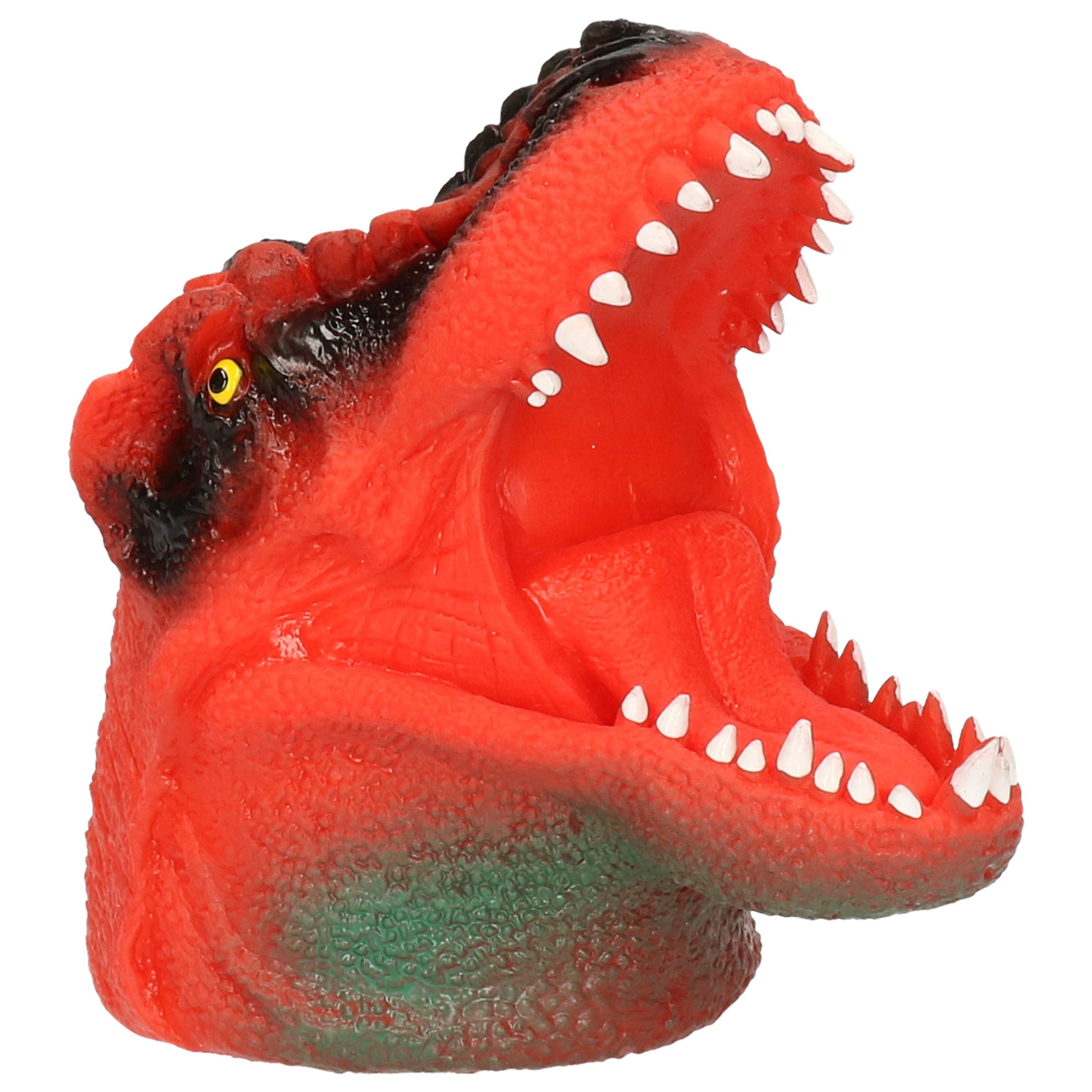 Rubberen Dino World handpop oranje