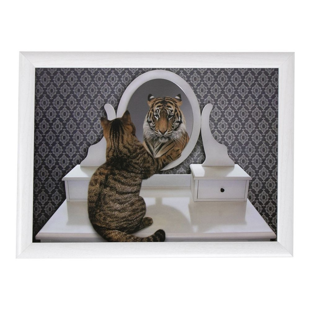 Schootkussen-laptray grappige kat en tijger print 43 x 33 cm