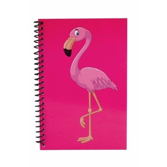 Schriftjes/Opschrijfboekjes flamingo thema roze 18cm