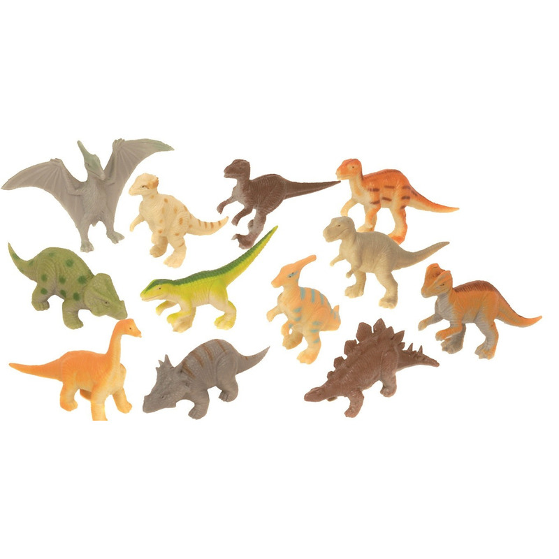 Set met mini dinosaurus speelgoed figuurtjes 12-delig