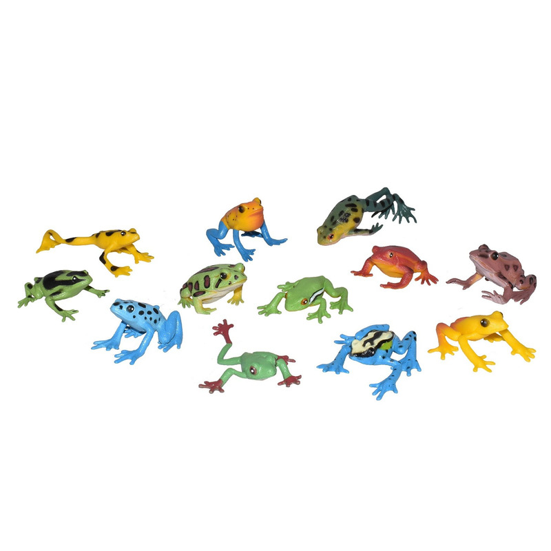 Set met mini kikkers dieren speelgoed figuren 12-delig