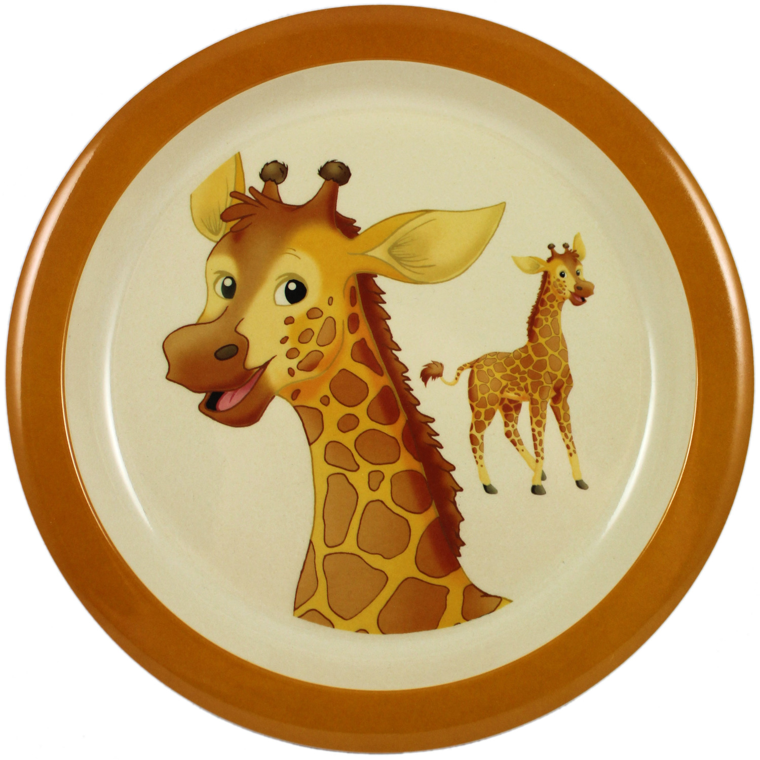 Afbeelding Set van 1x Melamine borden met giraffe print wit/bruin 21,5 cm voor peuters/kinderen door Animals Giftshop