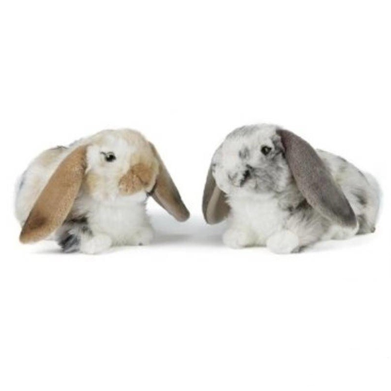 Set van 2x pluche konijnen knuffels liggend 30 cm knuffeldieren