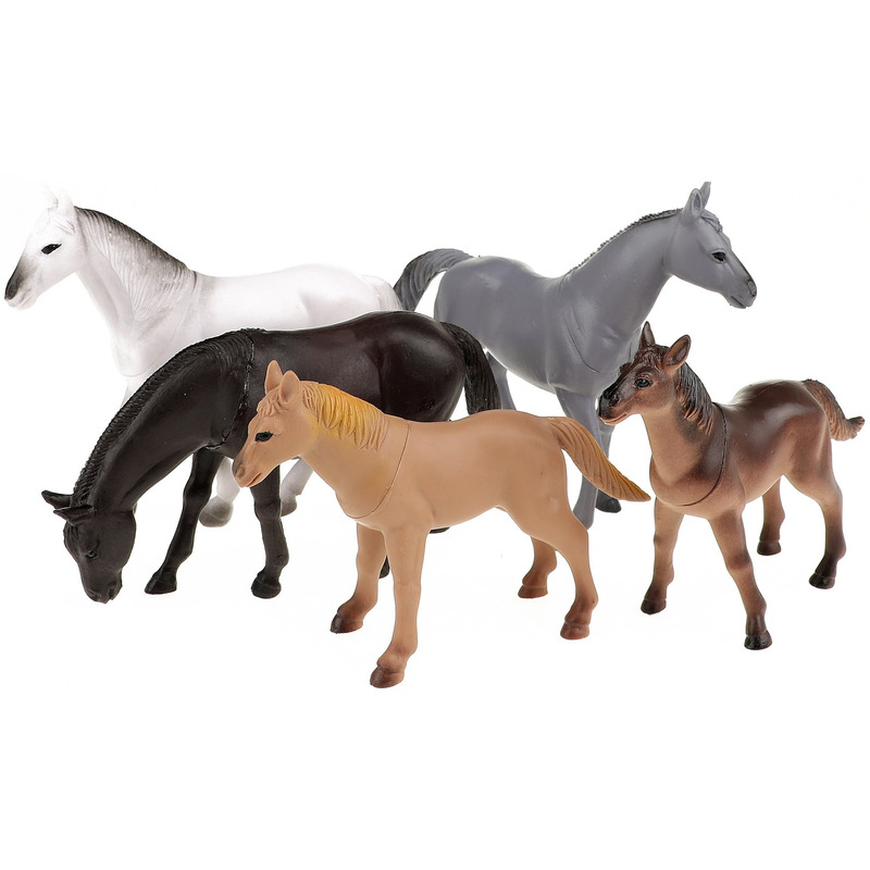Set van 5x Plastic paarden figuren speelgoed 12cm
