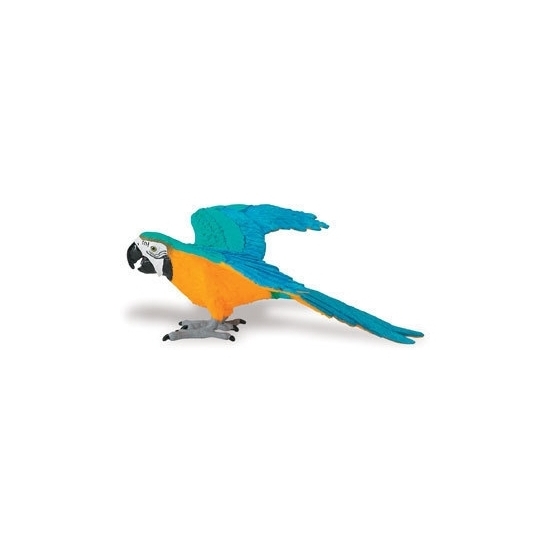 Speeldier geel/blauwe Ara papegaai 10 cm