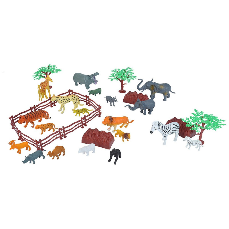 Speelemmer met mini figuurtjes wilde dieren 36 delig
