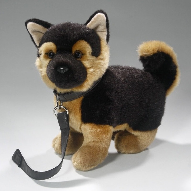 Afbeelding Speelgoed Duitse Herder puppy/hondje knuffel aan lijn 25 cm door Animals Giftshop