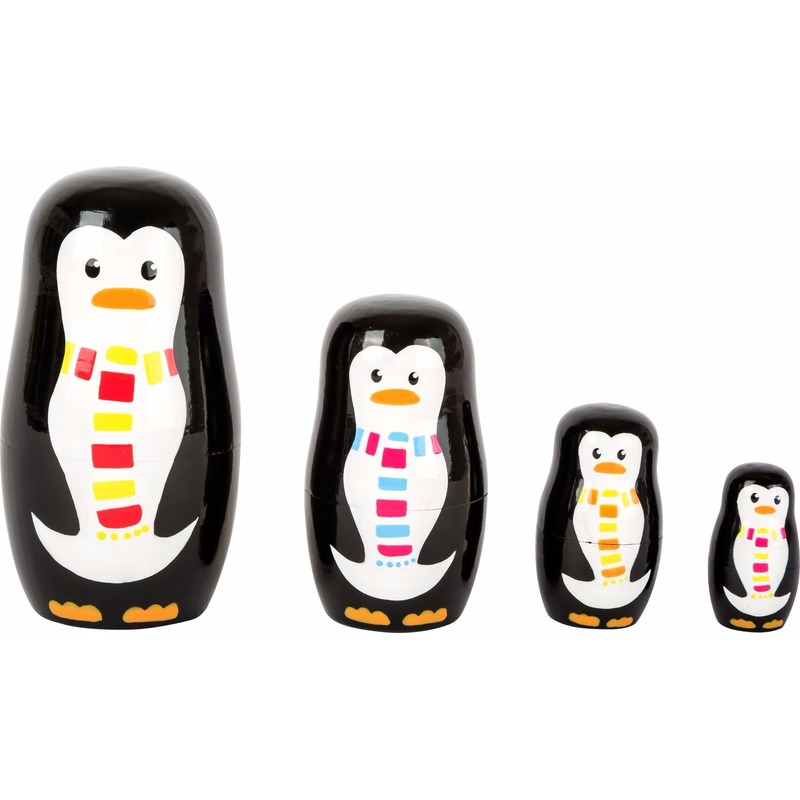 Speelgoed houten pinguins baboesjka set