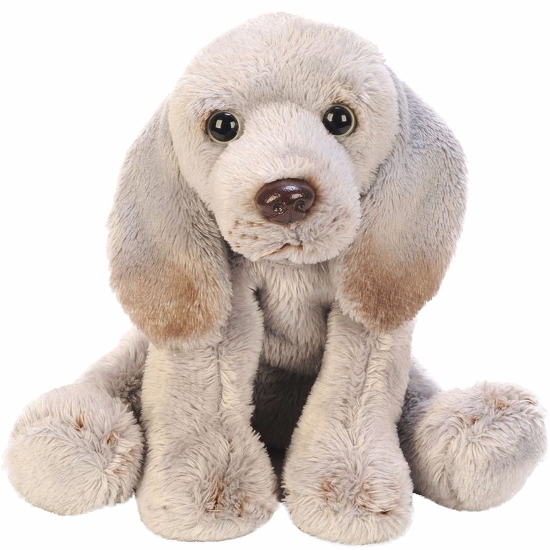 Speelgoed knuffel pluche Weimaraner hond grijs13 cm