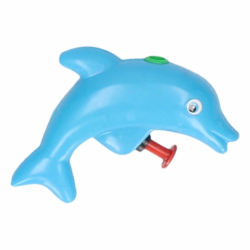 Speelgoed waterpistool dolfijn blauw 9 cm