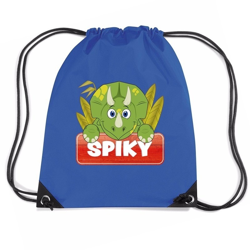 Spiky de dinosaurier trekkoord rugzak - gymtas blauw voor kinderen