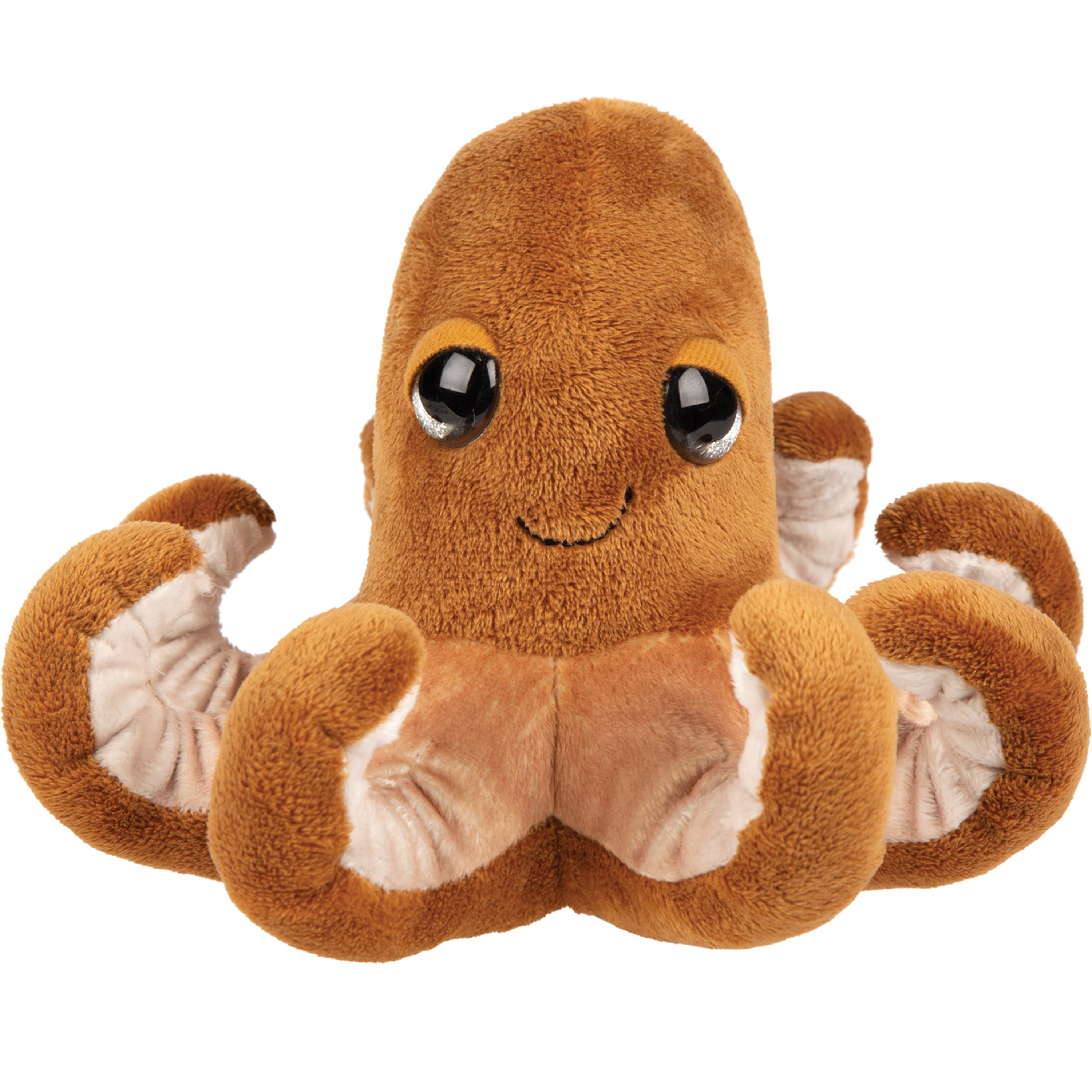Suki Gifts pluche inktvis/octopus knuffeldier - cute eyes - bruin - 15 cm