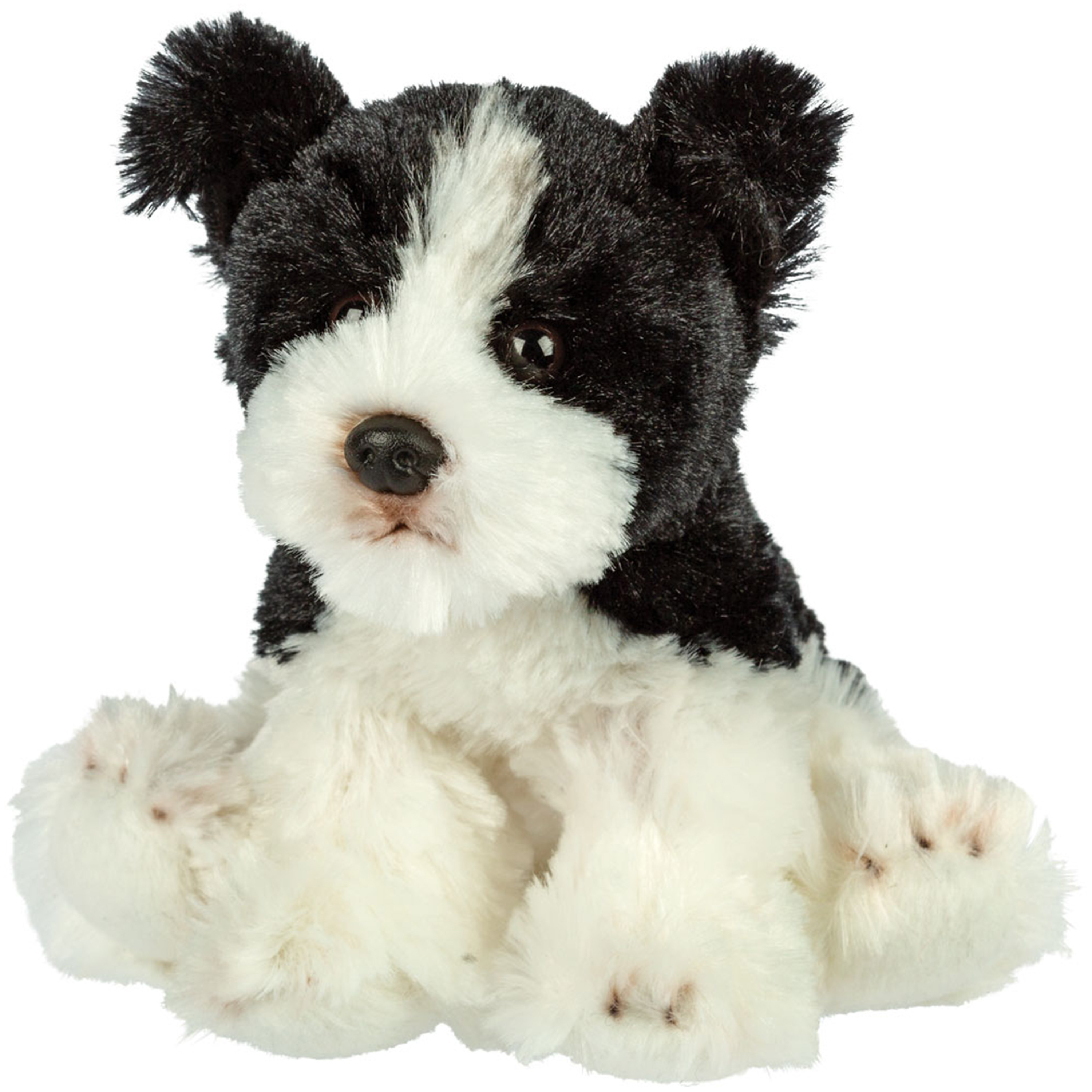 Suki Gifts Pluche knuffeldier hond - Border Collie - zwart/wit - 13 cm - huisdieren thema