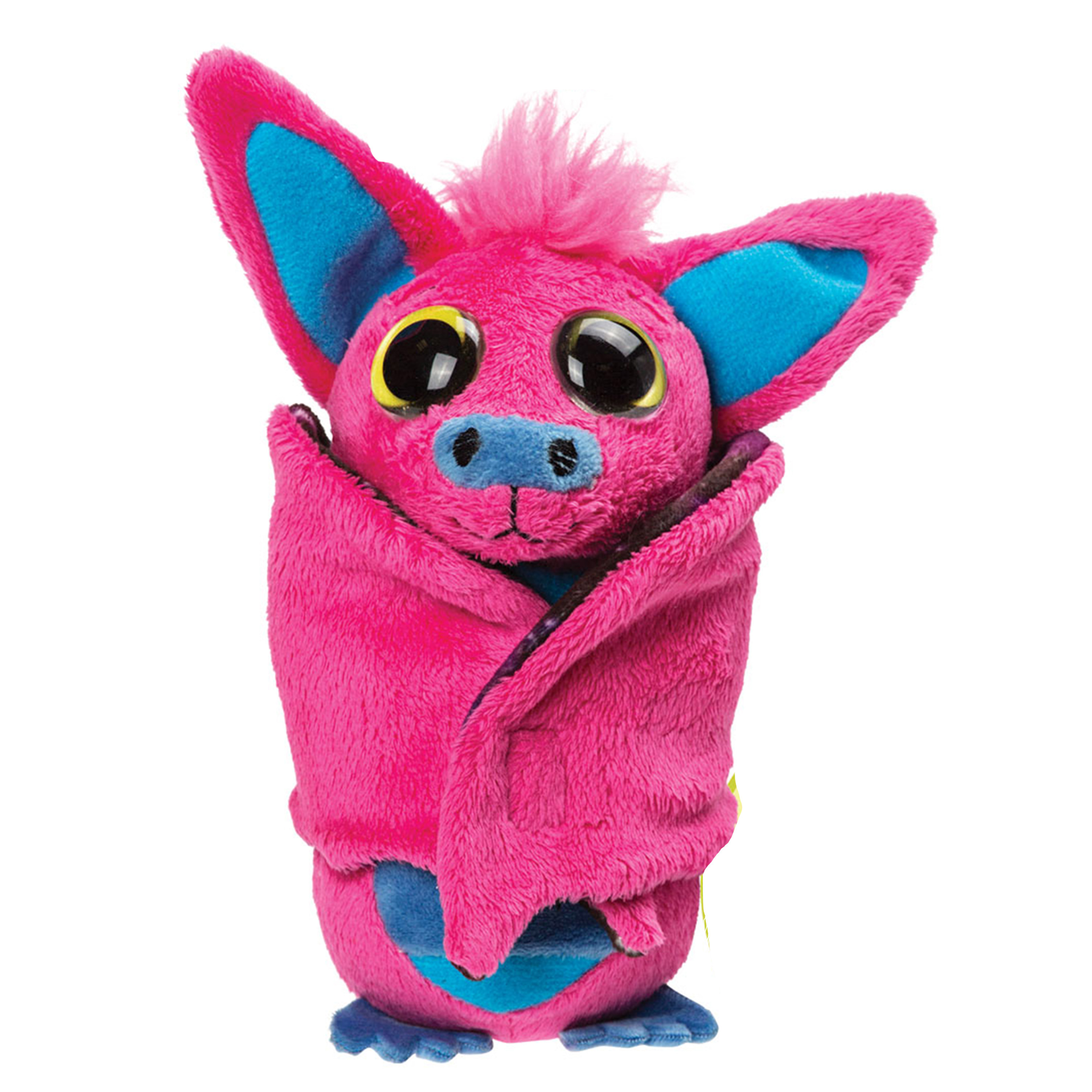 Suki Gifts Pluche knuffeldier vleermuis - roze/blauw - 17 cm - speelgoed