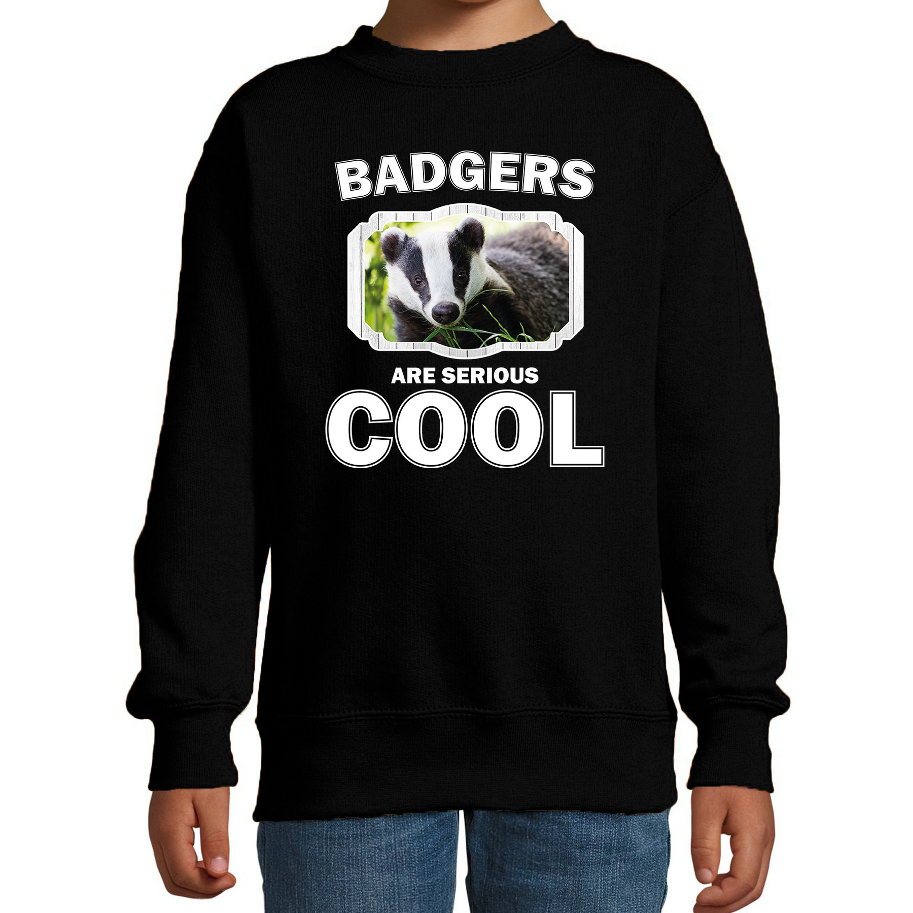 Sweater badgers are serious cool zwart kinderen - dassen/ das trui