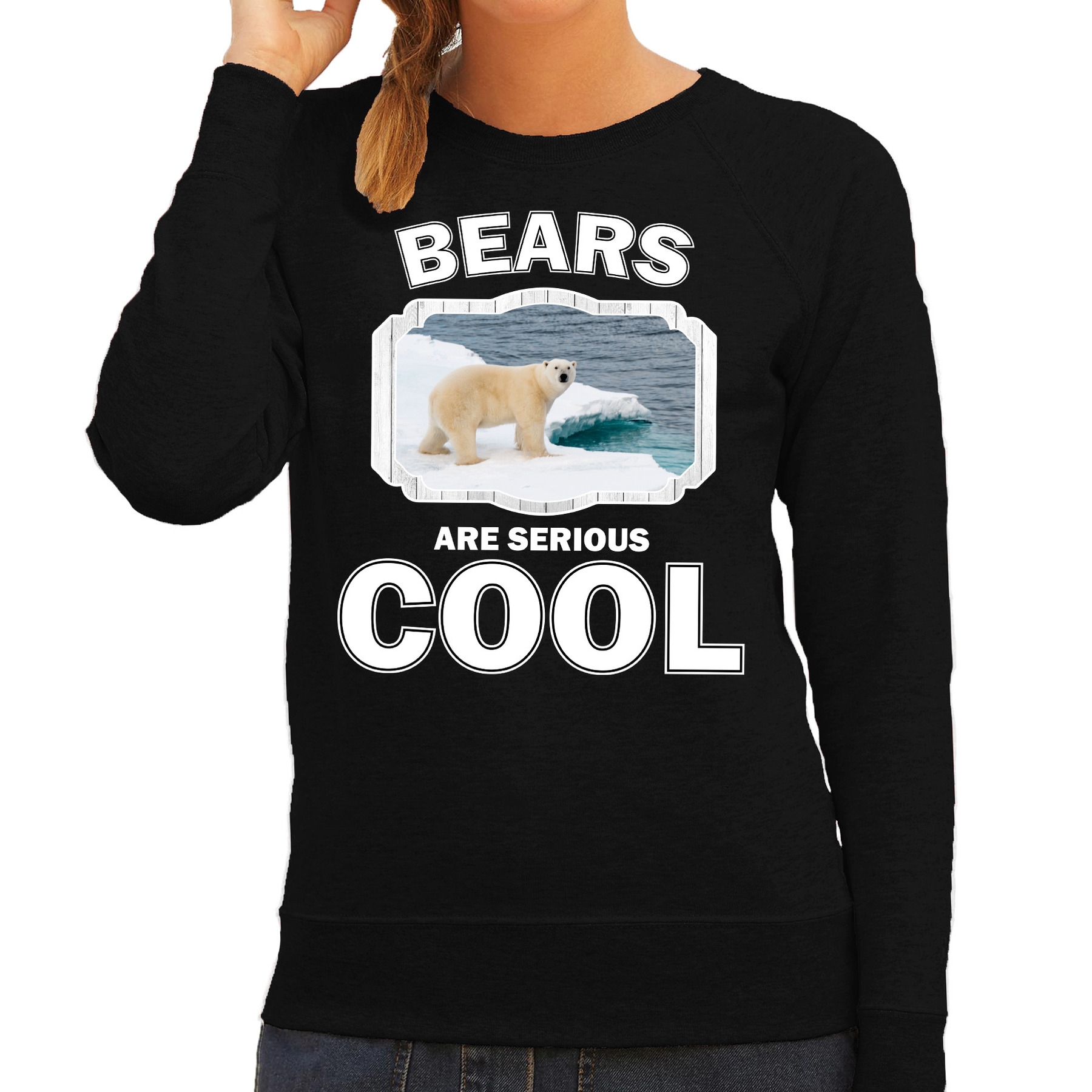 Sweater bears are serious cool zwart dames - ijsberen/ ijsbeer trui
