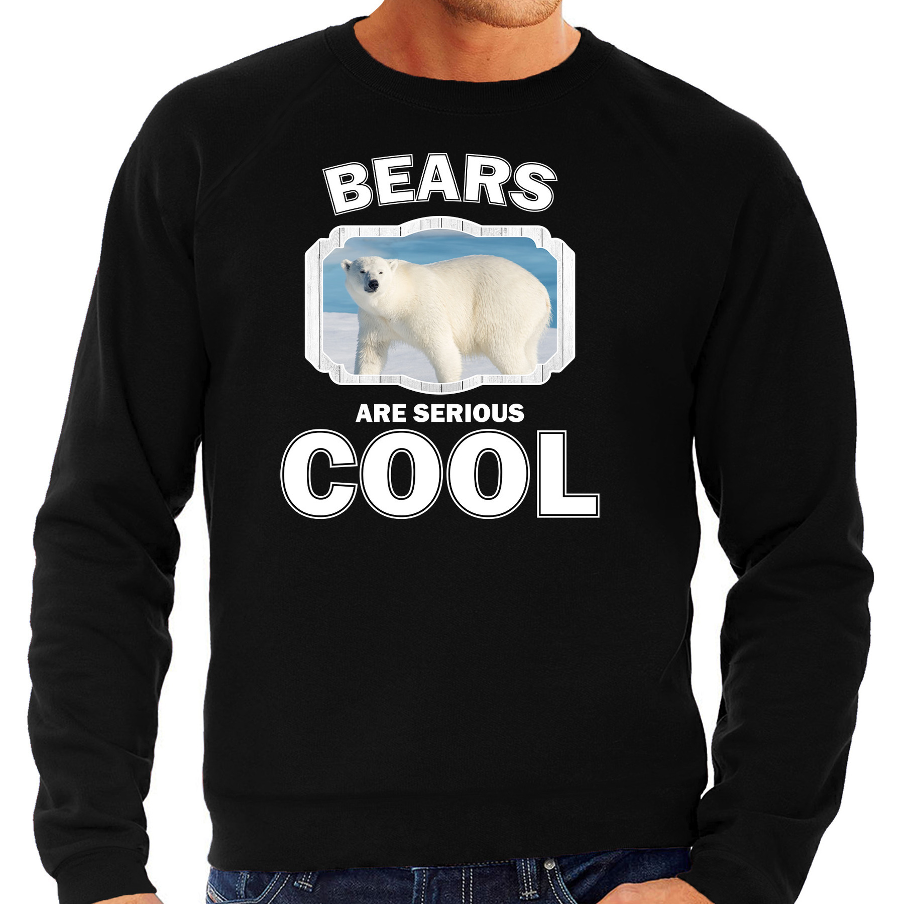 Sweater bears are serious cool zwart heren - ijsberen/ grote ijsbeer trui