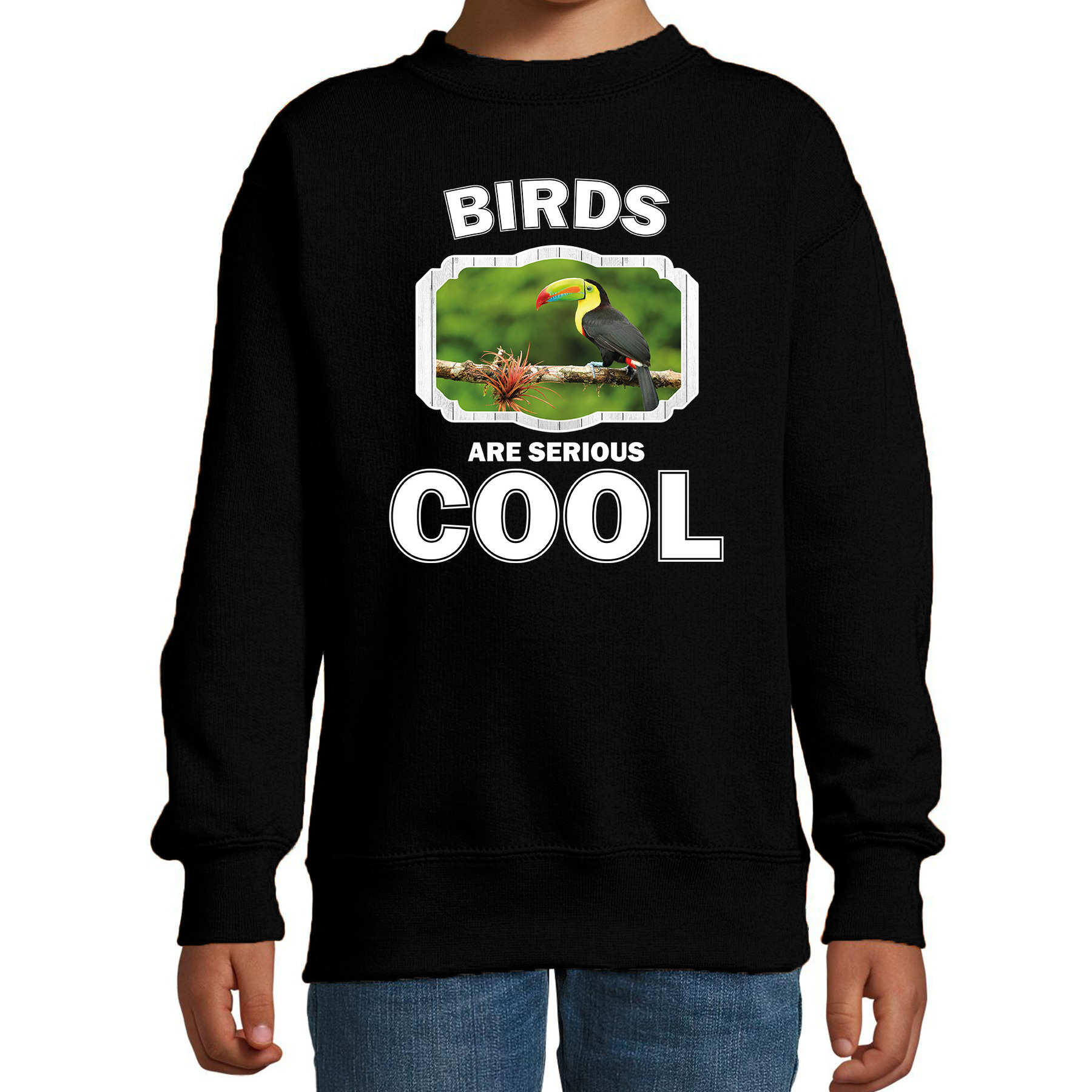 Sweater birds are serious cool zwart kinderen - toekans/ toekan trui